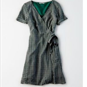American Eagle Plaid Wrap Dress